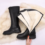 Women's Leather Winter Boots Sheep Skin - Black - Winter Boots - 12 B - Genuine Leather / Fleece - image 5