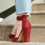 Women's High Block Heel Flock Party Shoe - Black - High Chunky Pumps - 13 B - PU Suede - image 32