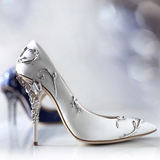 Women's Elegant Silk Formal Prom Stilettos - Gold - Embossed Shoe - 9.5 B - Silk/PU Leather - image 26