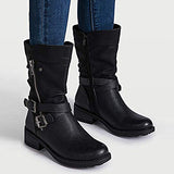 Funki Buys | Boots | Women's Biker Boot | Zipper Buckle Boots - Burgundy - Biker Boots / 43 B / PU Leather - image 6