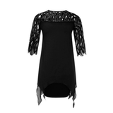 Women's Plus Size Lace Mesh Midi Dress - Black - Evening Dress - 6XL - Chiffon/Lace - image 37