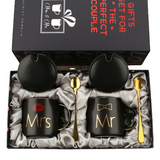 Mr and Mrs Coffee Mugs Bridal Gift-Set - Black - Heisezhikoubei - Mr and Mrs 2 Cup Set - 400ml - Ceramic - image 34