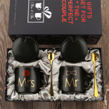 Mr and Mrs Coffee Mugs Bridal Gift-Set - White/Black - Mr and Mrs 2 Cup Set - 400ml - Ceramic - image 19