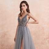Women's Long Chiffon Tulle Prom Dress - Dark Gray - Dress - 22W - Chiffon/Tulle - image 27