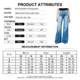 Women's Flared Wide Leg Mom Jeans - Black - Wide Leg Flared Jeans - 4XL - Polyester Denim - image 14