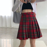 Women's High Waist Punk Pleated Skirt - Red - Plaid Short Skirt - 4XL - Polyester - image 10