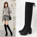 Women's Thigh Tie Block Heel Boots - Black - 1 - 3cm - No Plush Boots - 42 B - PU Leather - image 11