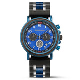 Men's Wooden Quartz Wrist Stop Watch - Blue/Black - E03-1 / Wood Watch - Wood/Stainless Steel - image 5