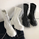 Funki Buys | Boots | Women's Lace-up Chunky Combat Boots - Black - Ankle / With Plush Inner / 43 B / PU Leather - image 38