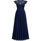 Women's Long Floral Lace Evening Dress - Navy - Gown - XXL - Polyester/Lace - image 12