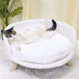 Pet Sofa Bed Raised Small Dog Couch - White - 1 / Ped Bed Stool / Large 24.21" - Plush - image 9