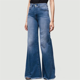 Women's Flared Wide Leg Mom Jeans - Black - Wide Leg Flared Jeans - 4XL - Polyester Denim - image 4