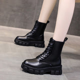 Funki Buys | Boots | Women's Lace-up Chunky Combat Boots - Black - Ankle / With Plush Inner / 43 B / PU Leather - image 27