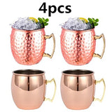Moscow Mule 550ml Copper Mug Set Of 4 - Pink/Rose Gold - Mug 4pcs - Large - Copper - image 3