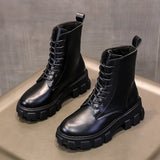 Funki Buys | Boots | Women's Lace-up Chunky Combat Boots - Black - Ankle / With Plush Inner / 43 B / PU Leather - image 30