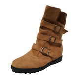 Funki Buys | Boots | Women's Buckled Suede Snow Ankle Boots - Gray : Suede Ankle Boot / 43 B / PU Suede Leather - image 43
