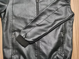 Men's Faux Leather Thin Bomber Jacket - Black - Bomber Jacket - 7XL - PU Leather - image 7