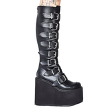 Funki Buys | Boots | Women's High Platform Wedge... - Black - 1 / Matte / Platform Buckle Boots / 43 B / PU Leather - image 4