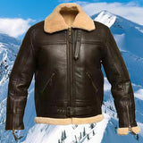 Men's Warm Faux Fur and Leather Jacket - Apricot - Faux Leather Jacket - 5XL - PU Leather Fleece - image 6