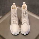 Funki Buys | Boots | Women's Lace-up Chunky Combat Boots - Black - Ankle / With Plush Inner / 43 B / PU Leather - image 11