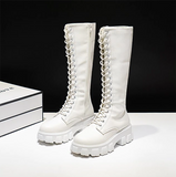 Funki Buys | Boots | Women's Knee-High Platform Lace Up Boot - White - Boots / 12 B / PU Leather - image 16