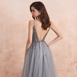 Women's Long Chiffon Tulle Prom Dress - Dark Gray - Dress - 22W - Chiffon/Tulle - image 28