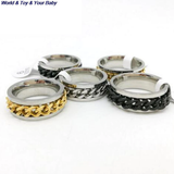 Men's Moveable Ring Stainless Steel Ring - Silver - Spinner Anxiety Ring - 11 - Titanium - image 12