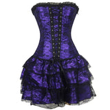 Women's Sweet Bustier Corset Dress Set - Purple - Corset Skirt Set - 6XL - Polyester - image 4
