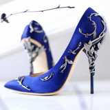 Women's Elegant Silk Formal Prom Stilettos - Gold - Embossed Shoe - 9.5 B - Silk/PU Leather - image 48