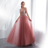 Women's Beaded  Evening Dress Tulle - Pink - Beaded Evening Dress - 22W - Polyester/Chiffon/Tulle - image 15