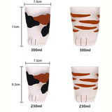 Cat Paw Frosted Glass Cup Sets - Brown 4 - 300ml 4pcs / Cat Paw Glass Set - Frosted Glass - image 5