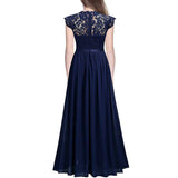 Women's Long Floral Lace Evening Dress - Navy - Gown - XXL - Polyester/Lace - image 11