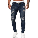 Men's Ripped Distressed Skinny Jeans - Black - Skinny Ripped Jeans - XXXL - Denim Polyester - image 37