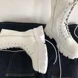Funki Buys | Boots | Women's Lace-up Chunky Combat Boots - Black - Ankle / With Plush Inner / 43 B / PU Leather - image 4