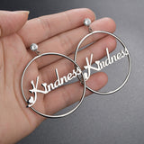 Custom Name Phrase Initial Drop Earring - Silver - 1 / Style1 / Silver Color - Stone Size 25mm - Stainless Steel - image 6