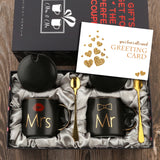 Mr and Mrs Coffee Mugs Bridal Gift-Set - White/Black - Mr and Mrs 2 Cup Set - 400ml - Ceramic - image 8
