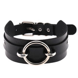 Women's Gothic Punk Cosplay Collars - Black 2 - Round / Punk Gothic Choker - Medium - PU Leather - image 7