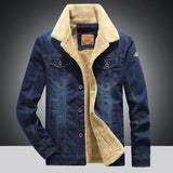 Men's Fleece Denim Trucker Jackets - Blue - Light Blue /  Denim Sherpa Trucker Jacket - 7XL - Denim - image 15