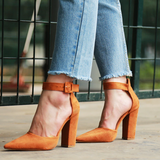 Funki Buys | Shoes | Women's High Block Heel Flock Party Shoe