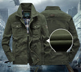 Men's Military Warm Zip Up Cotton Jacket - Khaki - Military Jacket - 8XL - Polyester Cotton - image 10