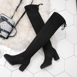Women's Thigh Tie Block Heel Boots - Black - 1 - 3cm - No Plush Boots - 42 B - PU Leather - image 16