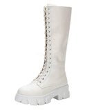 Funki Buys | Boots | Women's Knee-High Platform Lace Up Boot - White - Boots / 12 B / PU Leather - image 32