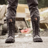 Men's Gothic Motorcycle Mid-Calf Boots - Black - Buckle Strap Boots - 45 B - PU Leather - image 14