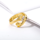 Unisex Adjustable Holding Hands Hug Ring - Gold 1 - Hug Ring - One Size - Zinc Alloy - image 10