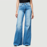 Women's Flared Wide Leg Mom Jeans - Black - Wide Leg Flared Jeans - 4XL - Polyester Denim - image 10