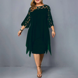 Women's Plus Size Lace Mesh Midi Dress - Black - Evening Dress - 6XL - Chiffon/Lace - image 14