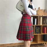 Women's High Waist Punk Pleated Skirt - Red - Plaid Short Skirt - 4XL - Polyester - image 11
