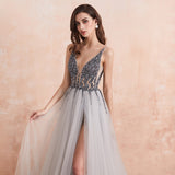 Women's Long Chiffon Tulle Prom Dress - Dark Gray - Dress - 22W - Chiffon/Tulle - image 49