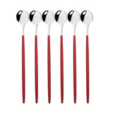 Stainless Steel Long Handled Spoons 6Pc - Red/Silver - Round Long Handled Spoons - 7.87" - Stainless Steel - image 10