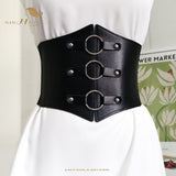 Women's Under Bust Waist Cincher Belts - Black - Round - Waist 60-80cm - PU Leather - image 17